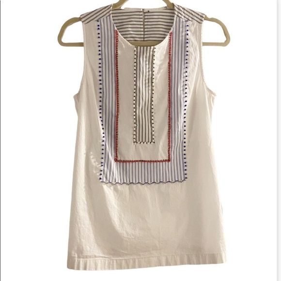 J. Crew White Beaded Tank Top Size Small